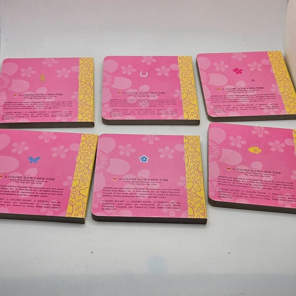 Vintage 1998 Barbie Pocket Library Golden Books Complete 6 Board Book Box Set
